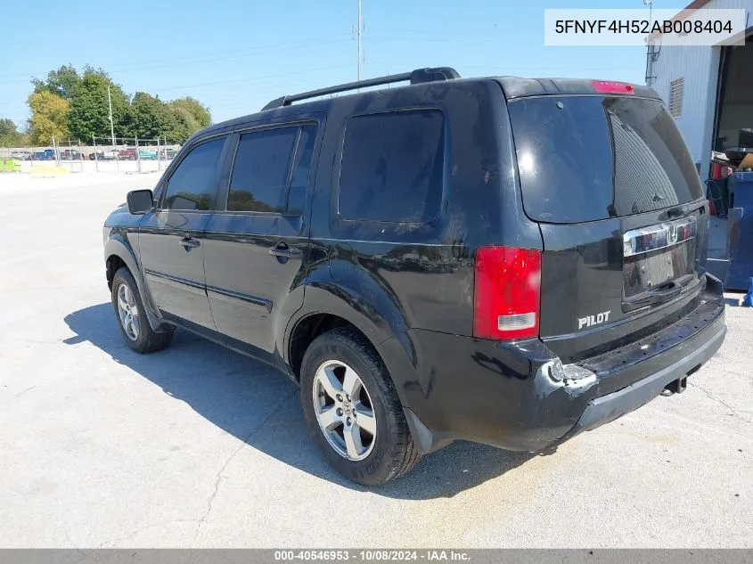 2010 Honda Pilot Ex-L VIN: 5FNYF4H52AB008404 Lot: 40546953