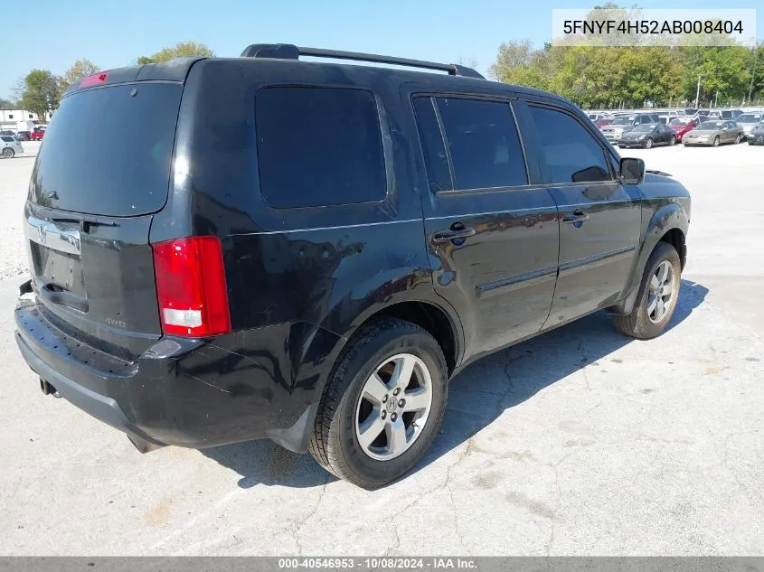 2010 Honda Pilot Ex-L VIN: 5FNYF4H52AB008404 Lot: 40546953