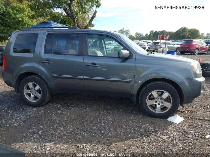 2010 Honda Pilot Ex-L VIN: 5FNYF4H56AB019938 Lot: 40550596