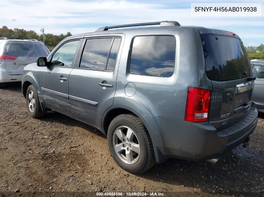 2010 Honda Pilot Ex-L VIN: 5FNYF4H56AB019938 Lot: 40550596