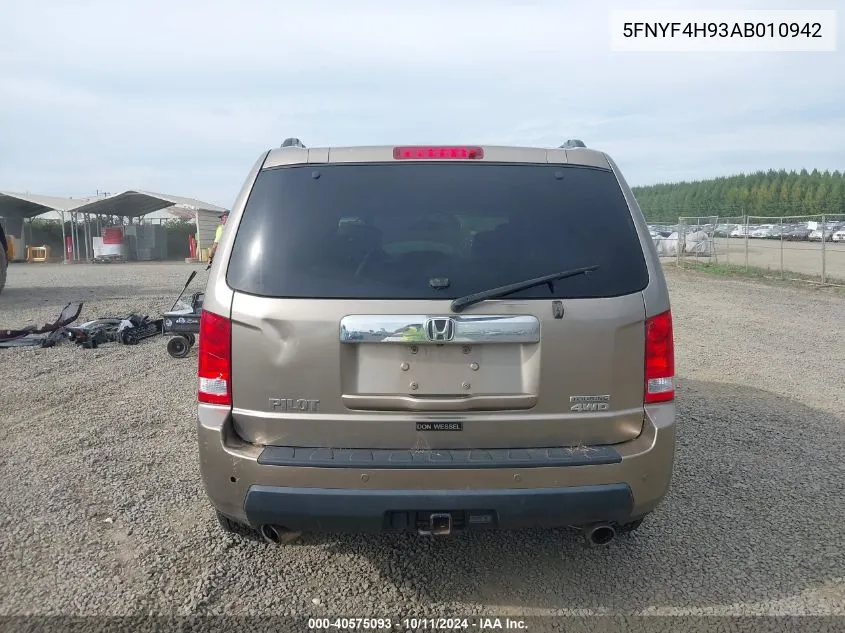 5FNYF4H93AB010942 2010 Honda Pilot Touring