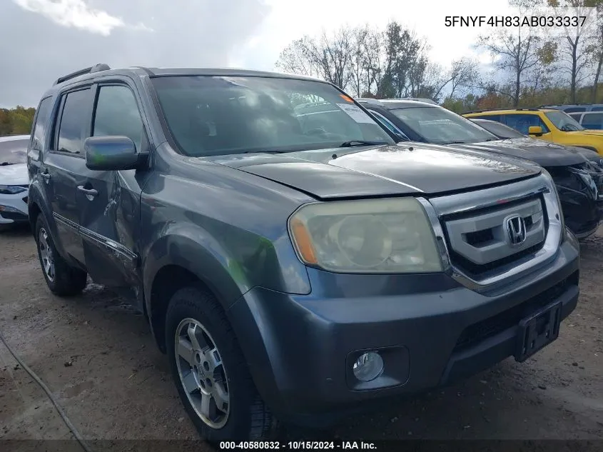 2010 Honda Pilot Touring VIN: 5FNYF4H83AB033337 Lot: 40580832