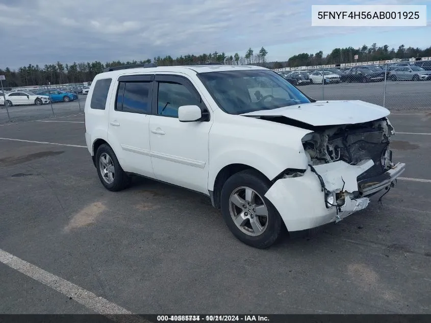 2010 Honda Pilot Ex-L VIN: 5FNYF4H56AB001925 Lot: 40585734