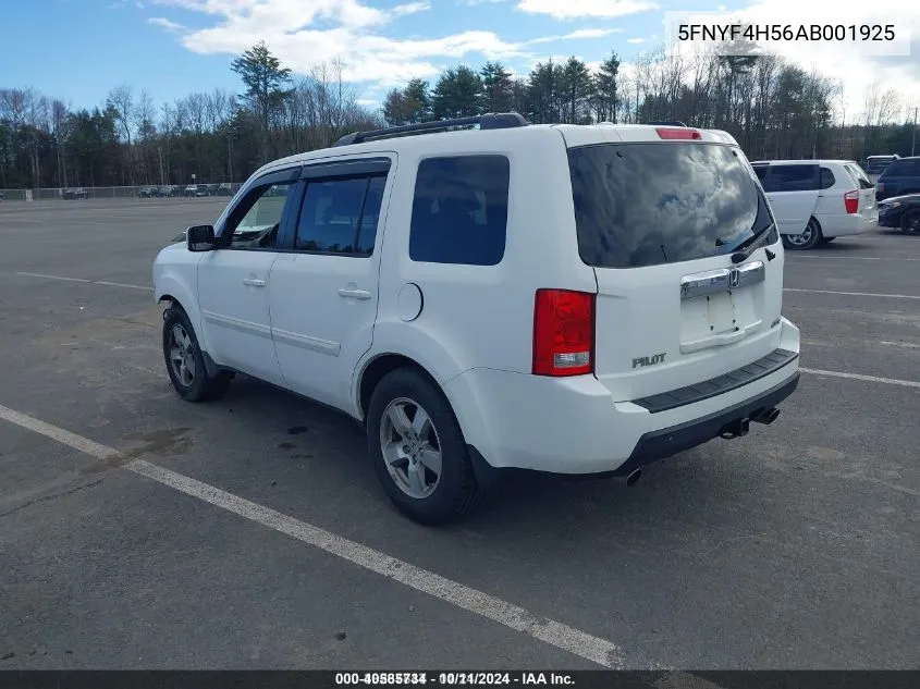 2010 Honda Pilot Ex-L VIN: 5FNYF4H56AB001925 Lot: 40585734