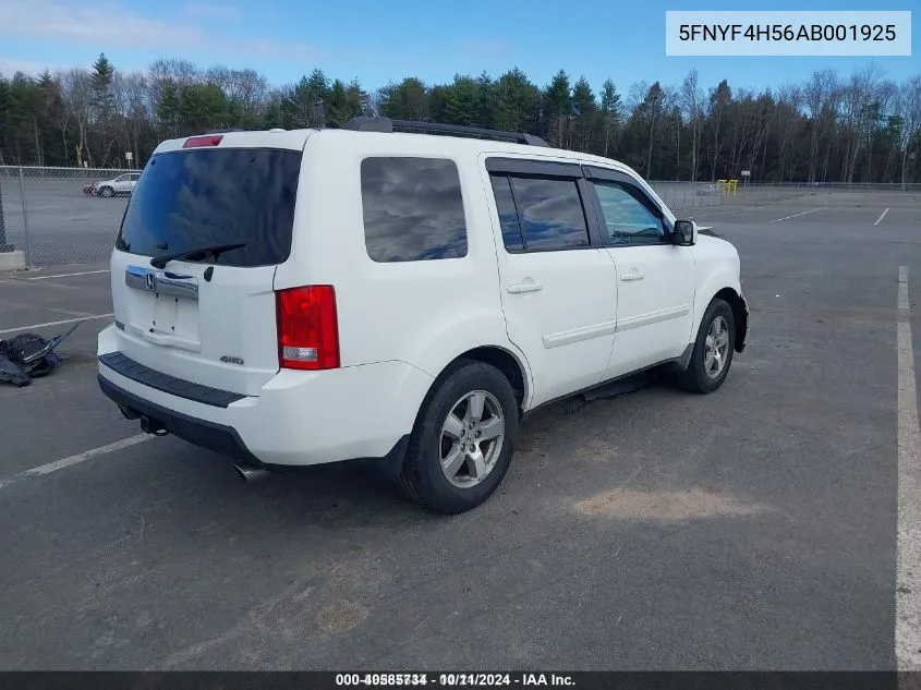 2010 Honda Pilot Ex-L VIN: 5FNYF4H56AB001925 Lot: 40585734