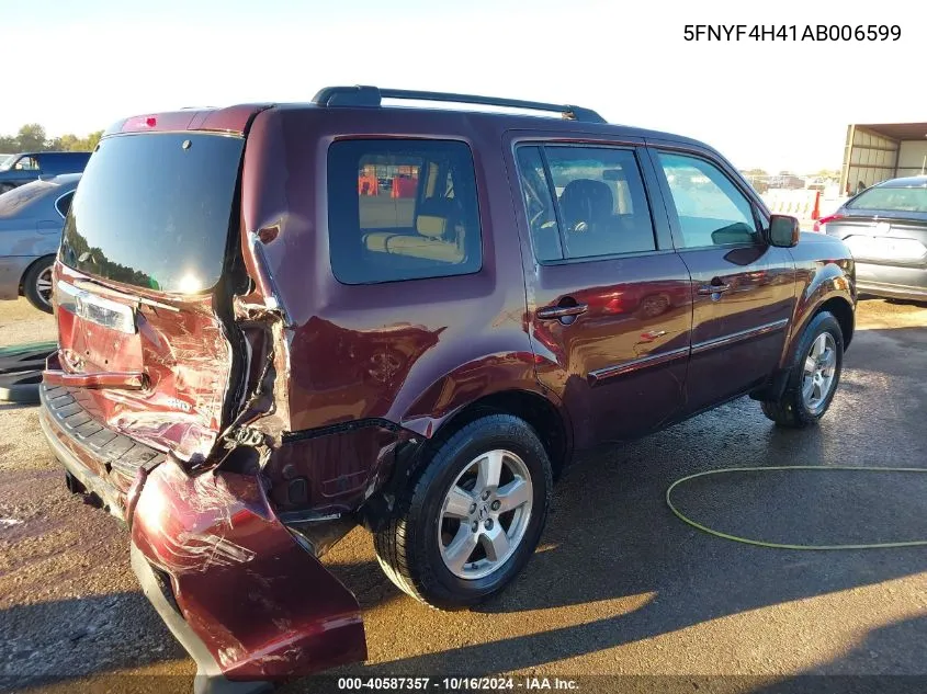 2010 Honda Pilot Ex VIN: 5FNYF4H41AB006599 Lot: 40587357