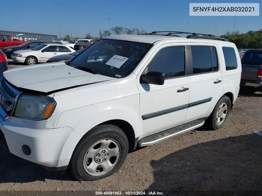 2010 Honda Pilot Lx VIN: 5FNYF4H2XAB032021 Lot: 40591953