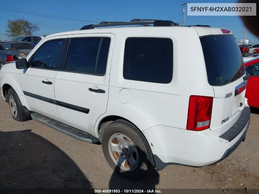 2010 Honda Pilot Lx VIN: 5FNYF4H2XAB032021 Lot: 40591953