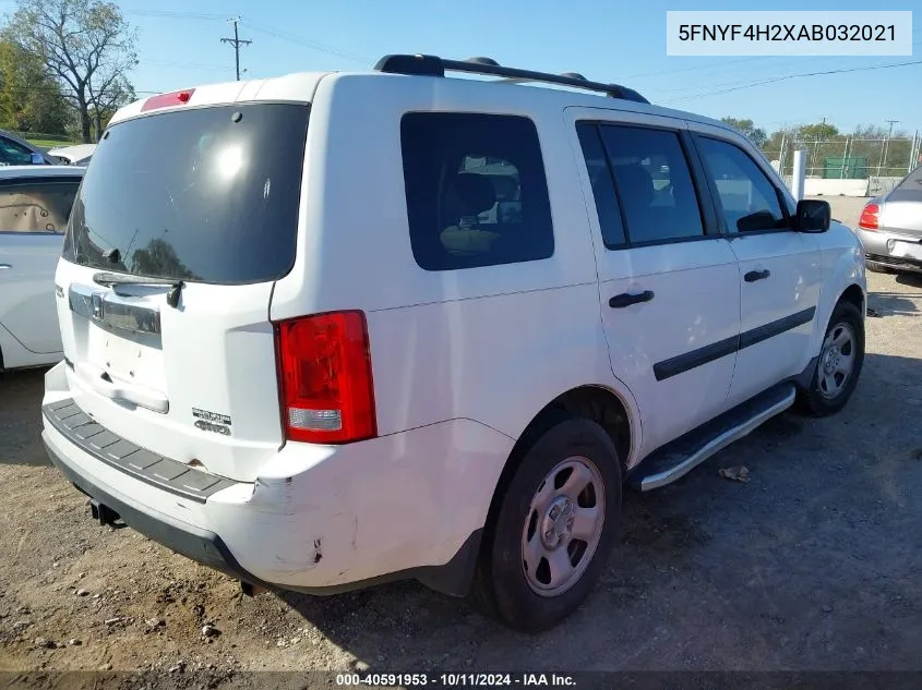 2010 Honda Pilot Lx VIN: 5FNYF4H2XAB032021 Lot: 40591953