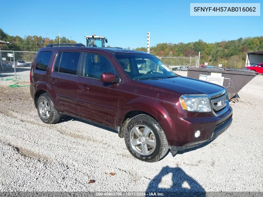 2010 Honda Pilot Ex-L VIN: 5FNYF4H57AB016062 Lot: 40603706