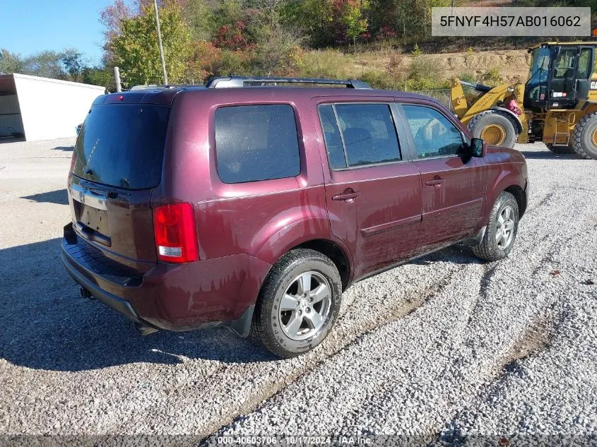 2010 Honda Pilot Ex-L VIN: 5FNYF4H57AB016062 Lot: 40603706