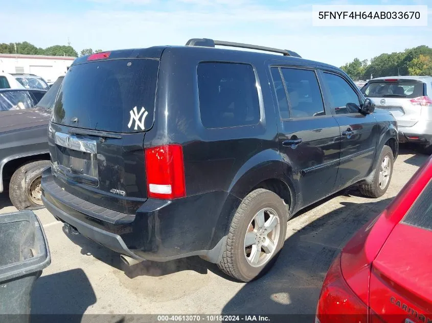 5FNYF4H64AB033670 2010 Honda Pilot Ex-L