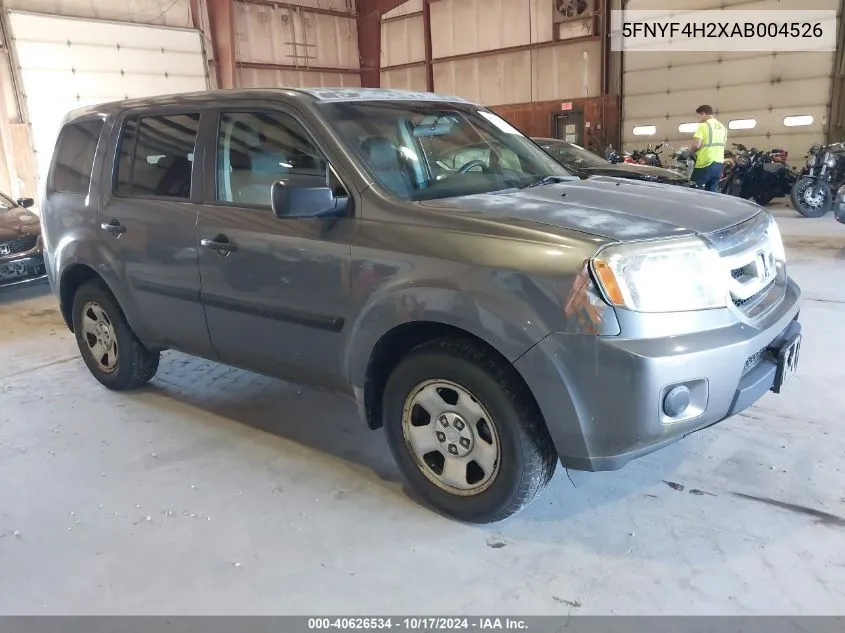 2010 Honda Pilot Lx VIN: 5FNYF4H2XAB004526 Lot: 40626534