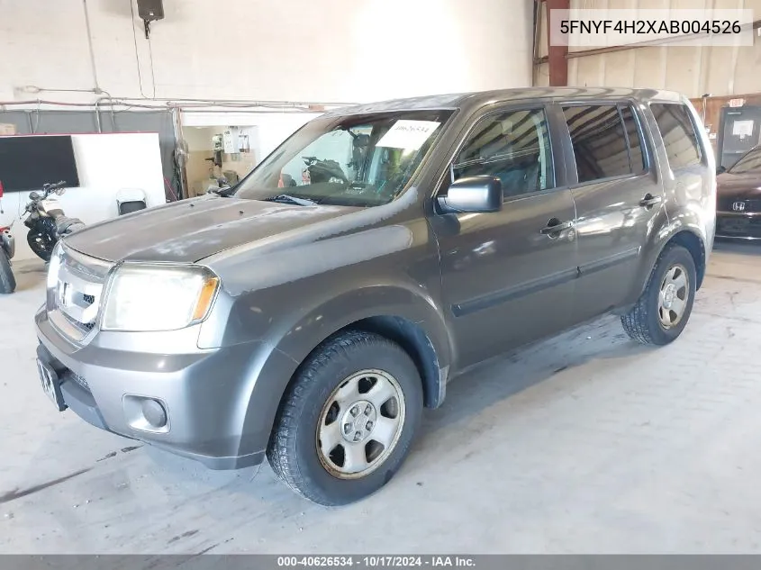 2010 Honda Pilot Lx VIN: 5FNYF4H2XAB004526 Lot: 40626534