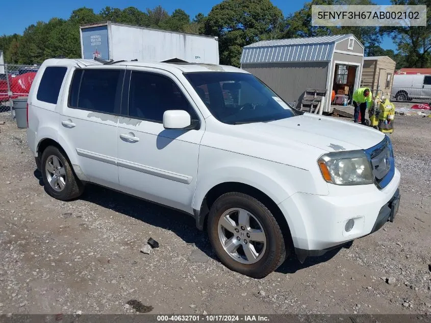 2010 Honda Pilot Ex-L VIN: 5FNYF3H67AB002102 Lot: 40632701