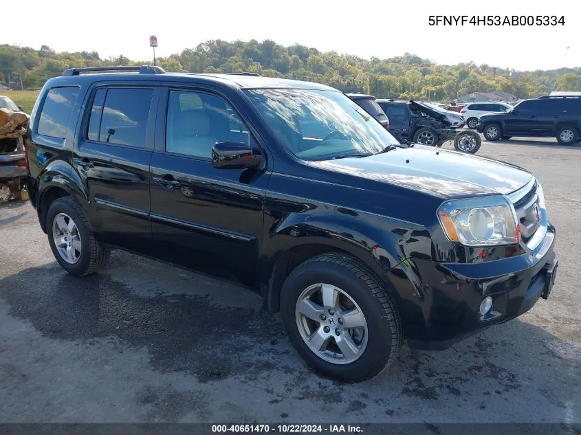 2010 Honda Pilot Ex-L VIN: 5FNYF4H53AB005334 Lot: 40651470