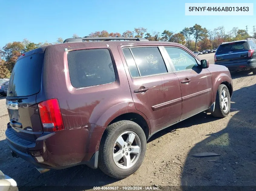 2010 Honda Pilot Ex-L VIN: 5FNYF4H66AB013453 Lot: 40659637