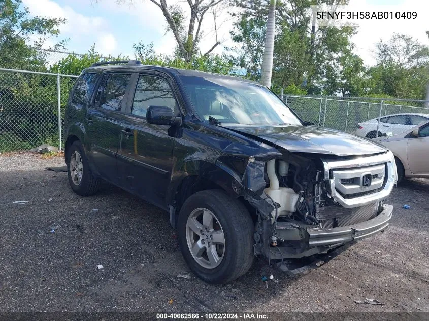 2010 Honda Pilot Ex-L VIN: 5FNYF3H58AB010409 Lot: 40662566