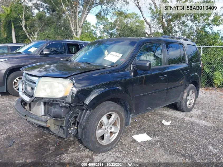 2010 Honda Pilot Ex-L VIN: 5FNYF3H58AB010409 Lot: 40662566