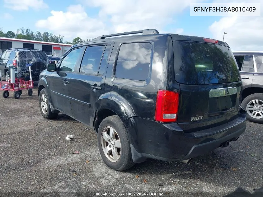 2010 Honda Pilot Ex-L VIN: 5FNYF3H58AB010409 Lot: 40662566