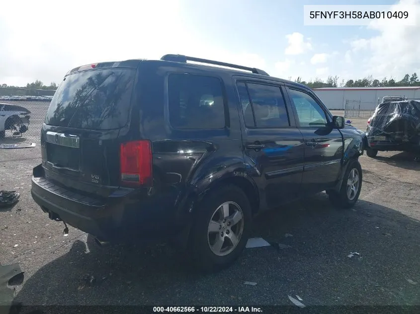 2010 Honda Pilot Ex-L VIN: 5FNYF3H58AB010409 Lot: 40662566