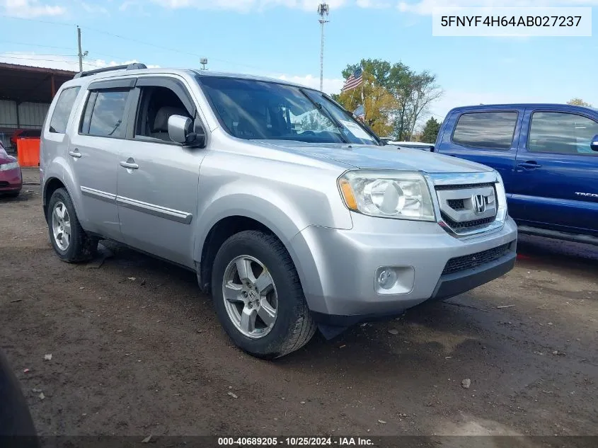 2010 Honda Pilot Ex-L VIN: 5FNYF4H64AB027237 Lot: 40689205