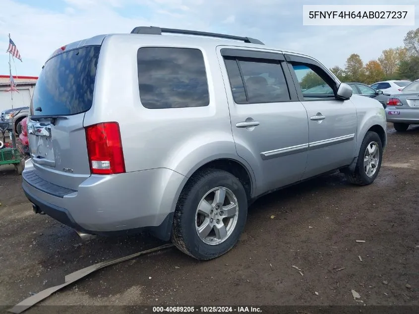 2010 Honda Pilot Ex-L VIN: 5FNYF4H64AB027237 Lot: 40689205