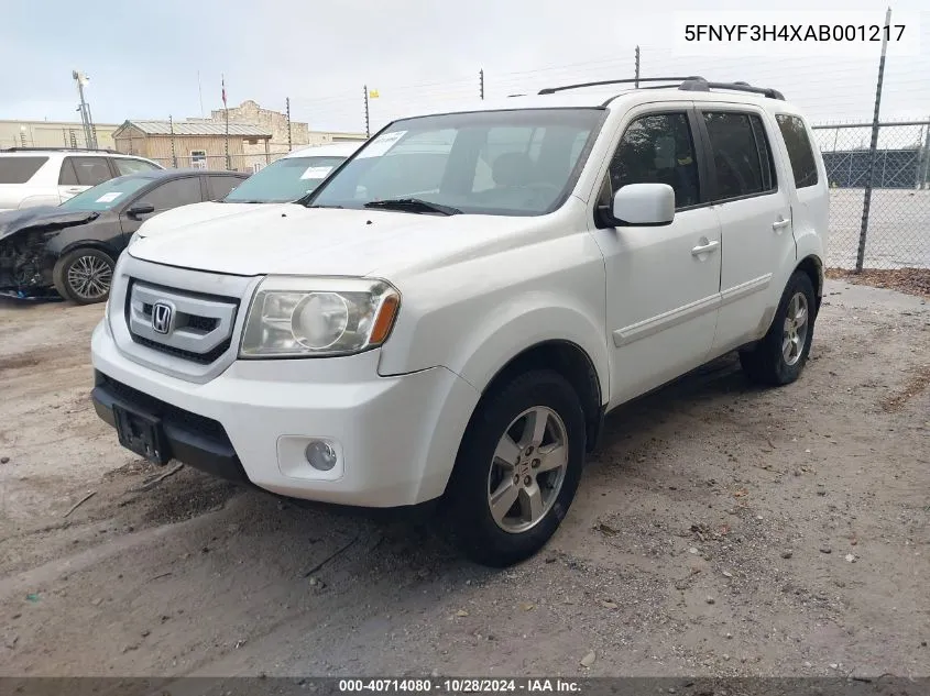 2010 Honda Pilot Ex VIN: 5FNYF3H4XAB001217 Lot: 40714080