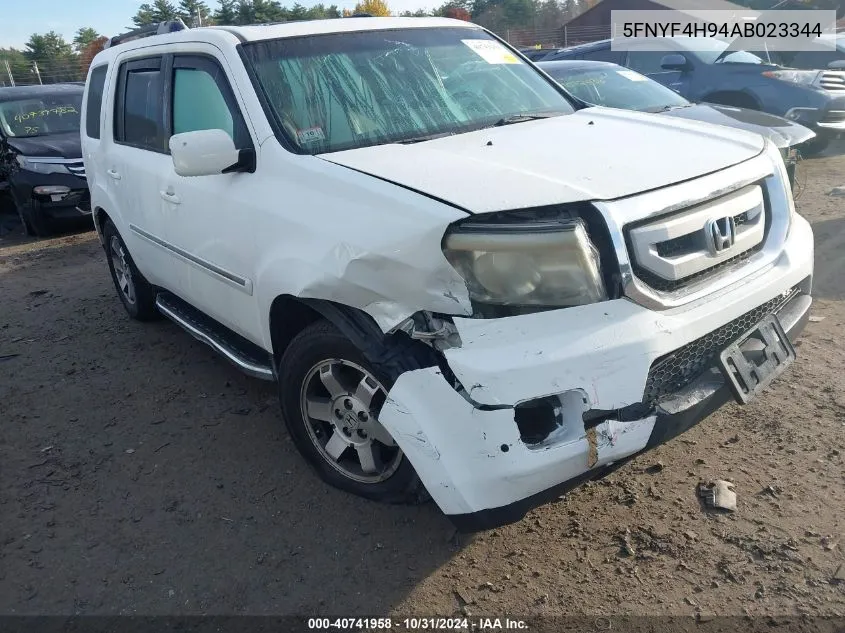 2010 Honda Pilot Touring VIN: 5FNYF4H94AB023344 Lot: 40741958