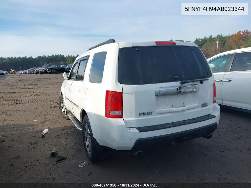 2010 Honda Pilot Touring VIN: 5FNYF4H94AB023344 Lot: 40741958