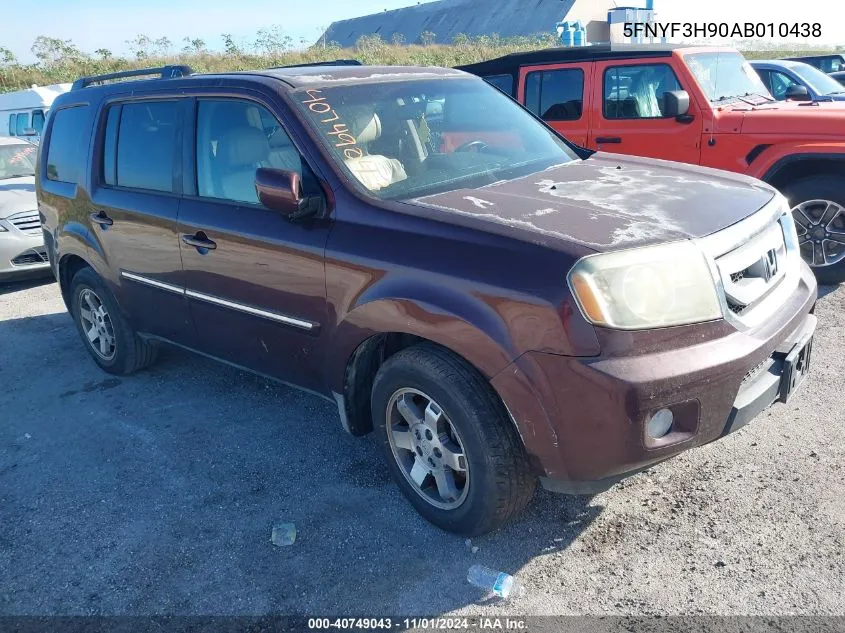 2010 Honda Pilot Touring VIN: 5FNYF3H90AB010438 Lot: 40749043