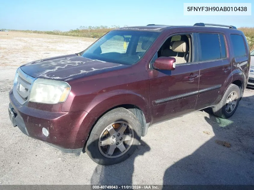 2010 Honda Pilot Touring VIN: 5FNYF3H90AB010438 Lot: 40749043