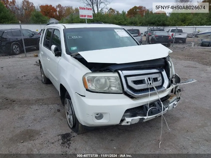 2010 Honda Pilot Ex-L VIN: 5FNYF4H50AB026674 Lot: 40773739