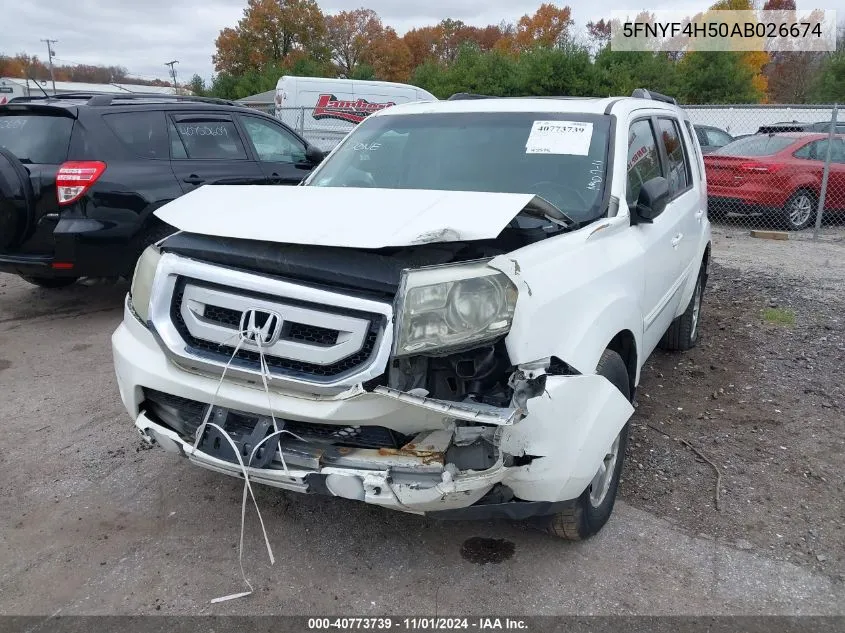 2010 Honda Pilot Ex-L VIN: 5FNYF4H50AB026674 Lot: 40773739