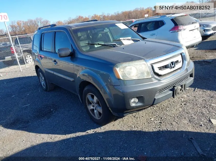 2010 Honda Pilot Ex-L VIN: 5FNYF4H50AB018252 Lot: 40792027