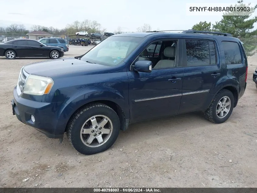 2010 Honda Pilot Touring VIN: 5FNYF4H88AB015903 Lot: 40793007