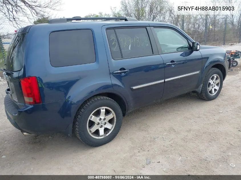 2010 Honda Pilot Touring VIN: 5FNYF4H88AB015903 Lot: 40793007