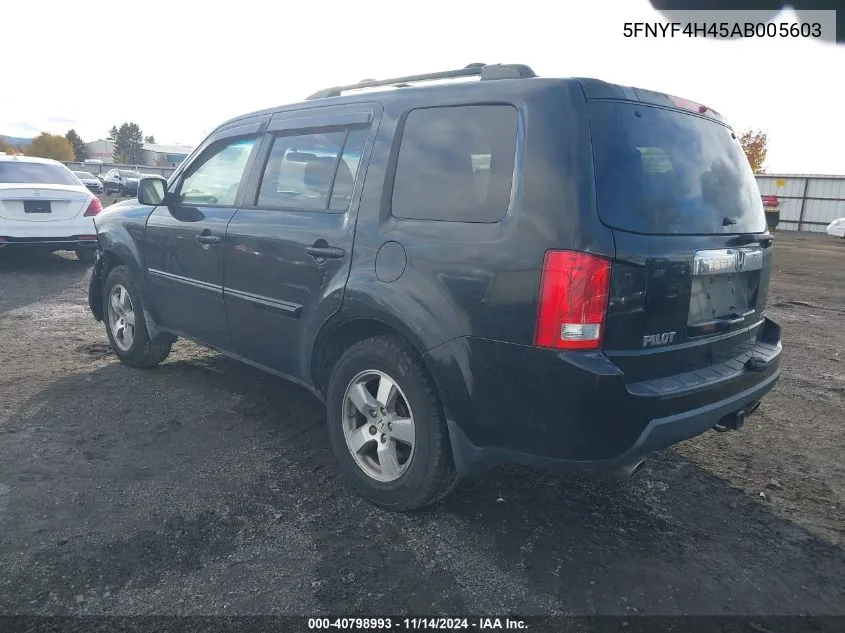 2010 Honda Pilot Ex VIN: 5FNYF4H45AB005603 Lot: 40798993