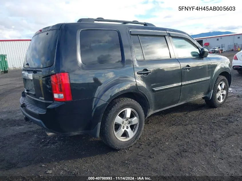 2010 Honda Pilot Ex VIN: 5FNYF4H45AB005603 Lot: 40798993