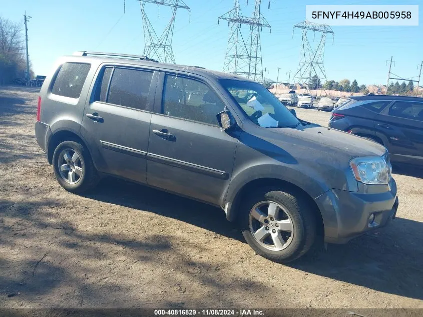 2010 Honda Pilot Ex VIN: 5FNYF4H49AB005958 Lot: 40816829