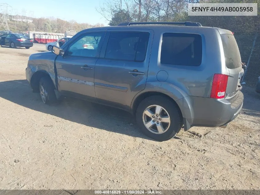 2010 Honda Pilot Ex VIN: 5FNYF4H49AB005958 Lot: 40816829