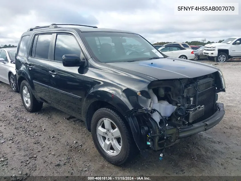 2010 Honda Pilot Ex-L VIN: 5FNYF4H55AB007070 Lot: 40818136