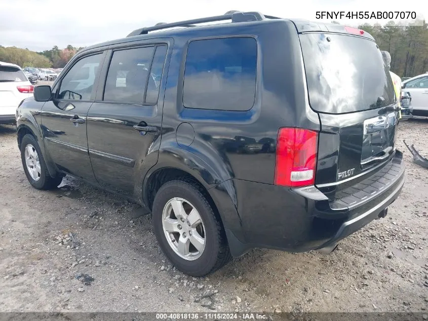 2010 Honda Pilot Ex-L VIN: 5FNYF4H55AB007070 Lot: 40818136