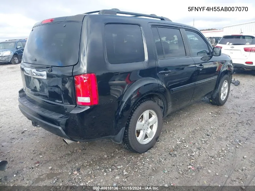 2010 Honda Pilot Ex-L VIN: 5FNYF4H55AB007070 Lot: 40818136