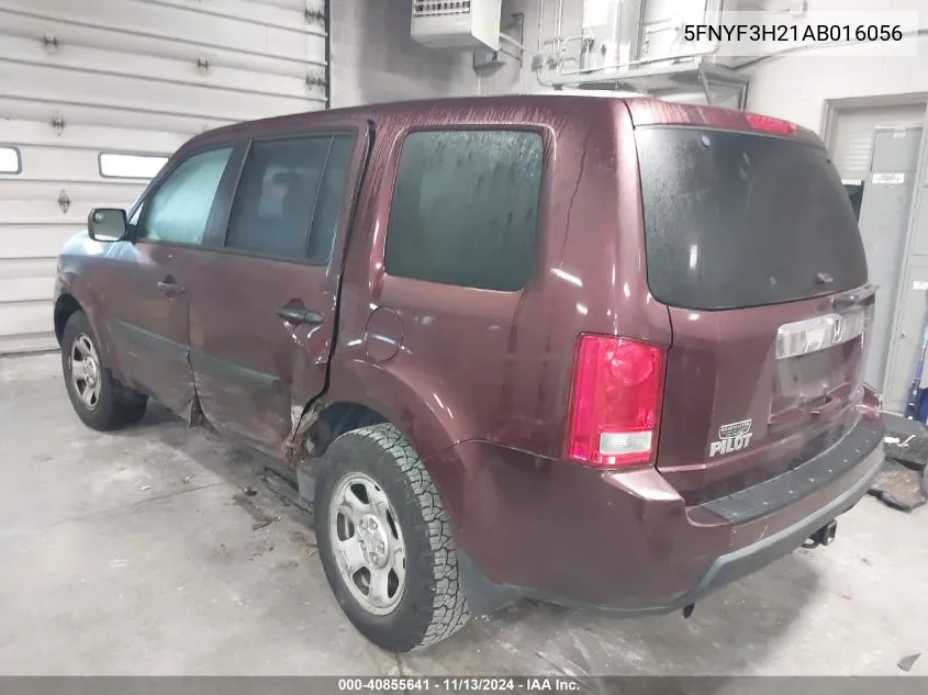 5FNYF3H21AB016056 2010 Honda Pilot Lx