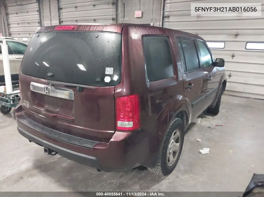 5FNYF3H21AB016056 2010 Honda Pilot Lx