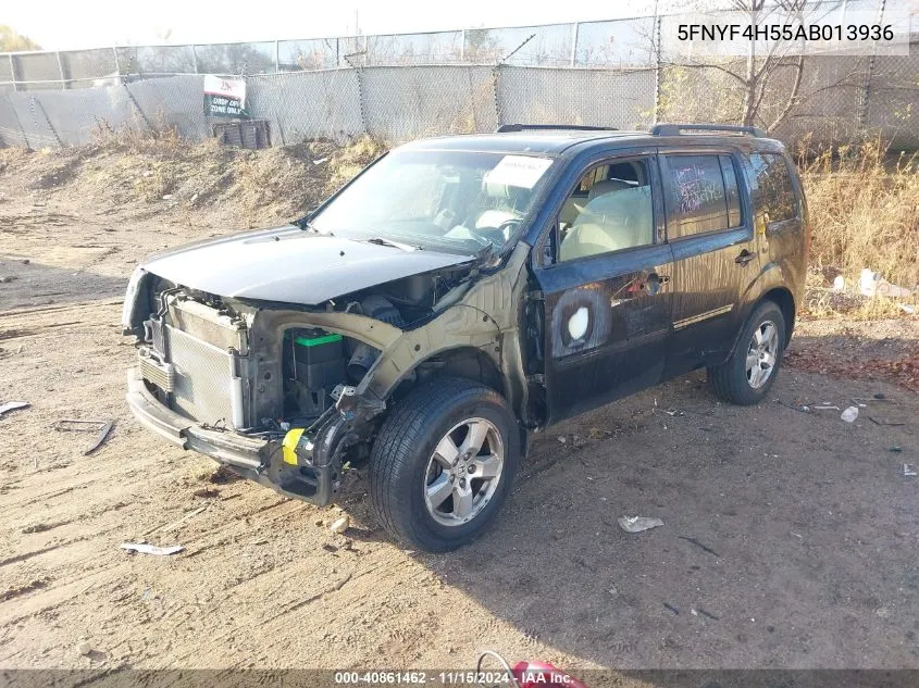 2010 Honda Pilot Ex-L VIN: 5FNYF4H55AB013936 Lot: 40861462