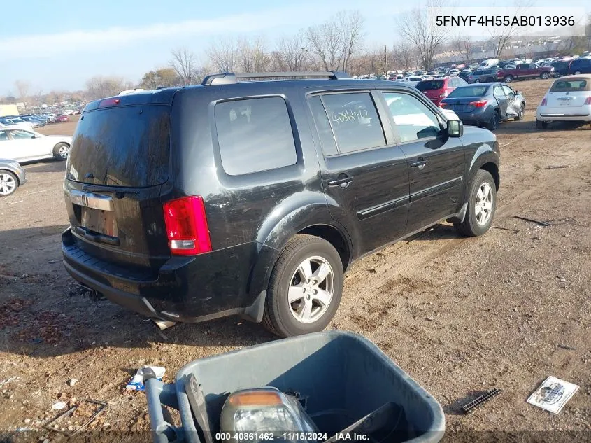 2010 Honda Pilot Ex-L VIN: 5FNYF4H55AB013936 Lot: 40861462