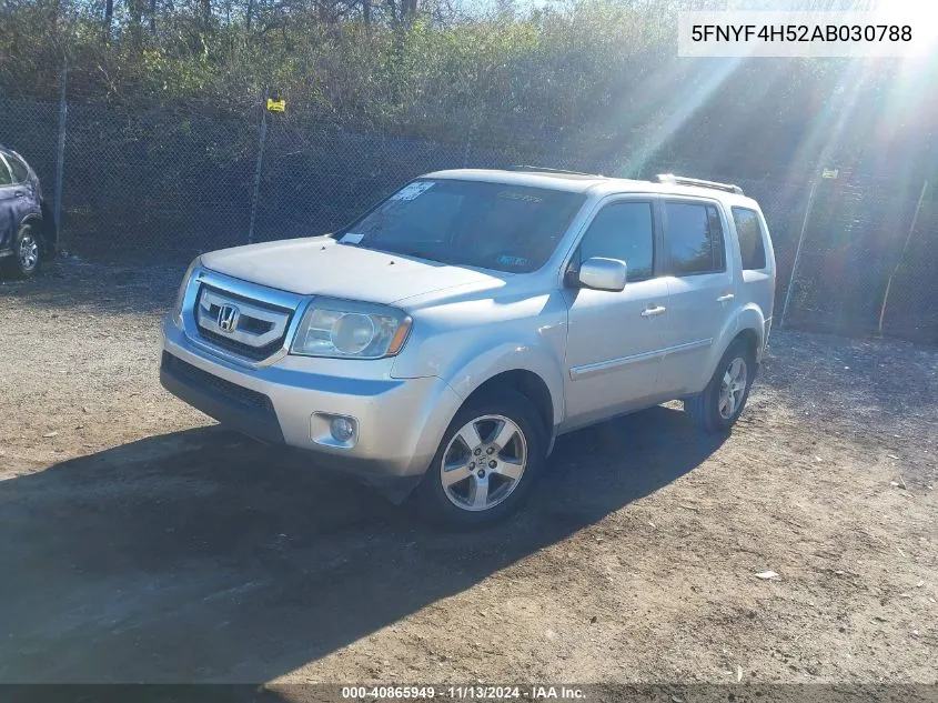 2010 Honda Pilot Ex-L VIN: 5FNYF4H52AB030788 Lot: 40865949