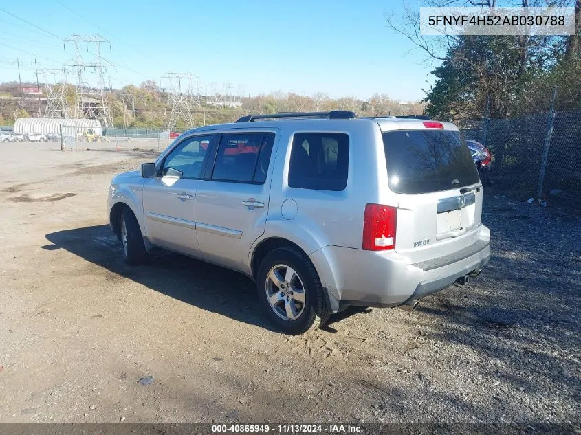 2010 Honda Pilot Ex-L VIN: 5FNYF4H52AB030788 Lot: 40865949